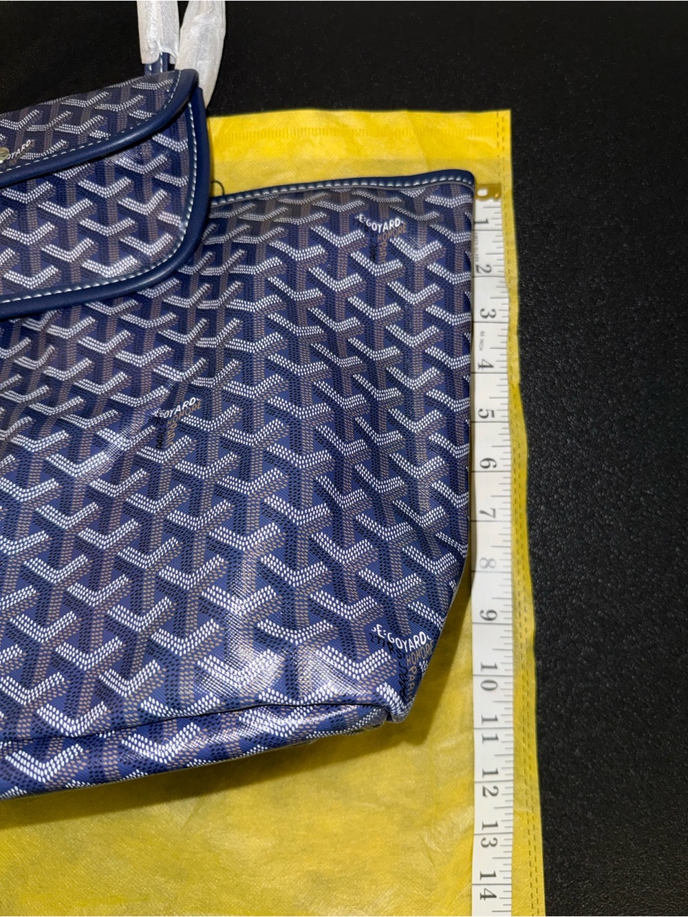 Saint Louis Style Blue Patterned Tote with Signature Chevron Motif - Picture 5 of 7